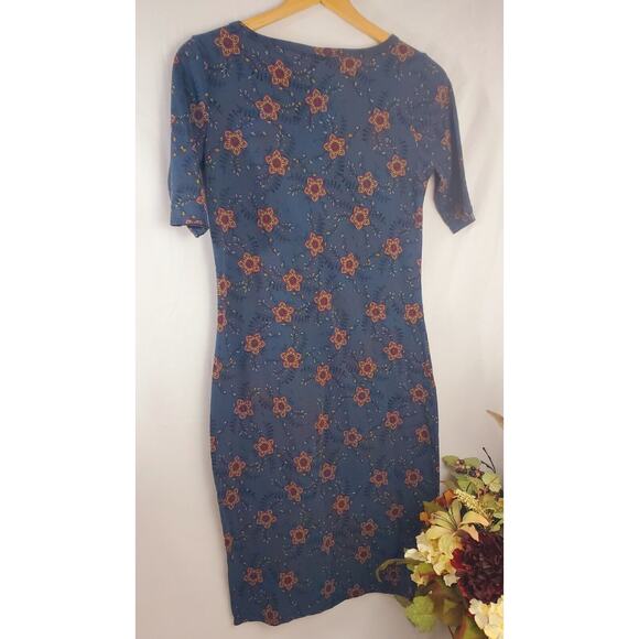 Nwot LuLaRoe Julia Dress S Blue Floral Stretch Pencil T-Shirt Womens Size - Picture 2 of 7